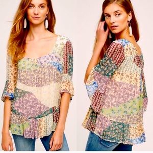 Anthropologie Floreat Floral Top Blouse